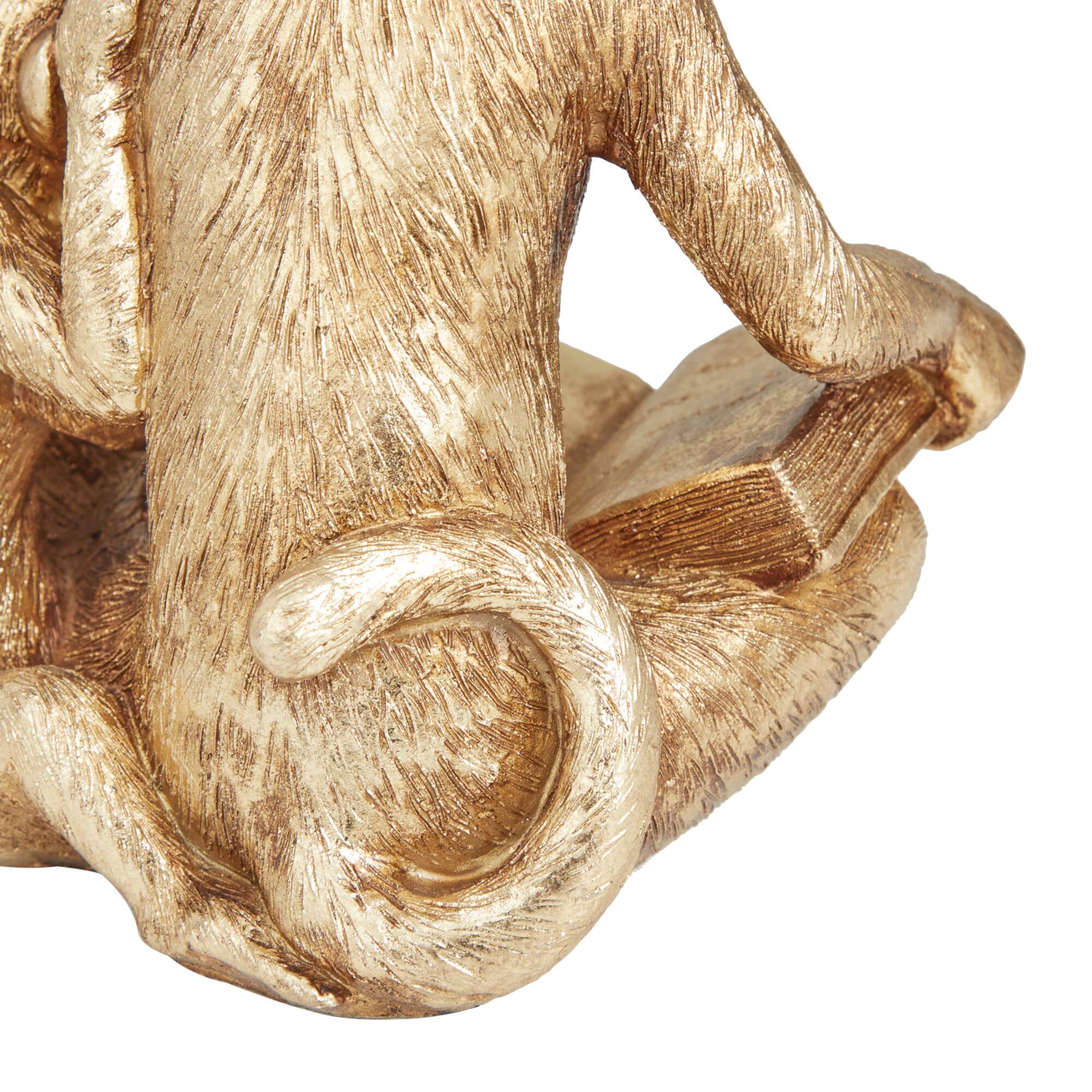 Gold Polystone Glam Sculpture, 7" x 9" x 6"